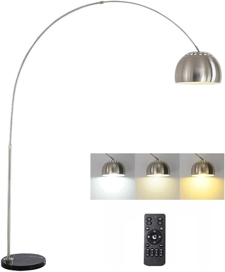 ACMHNC Booglamp Zilver LED E27 - Dimbaar met Afstandsbediening & 34% Korting