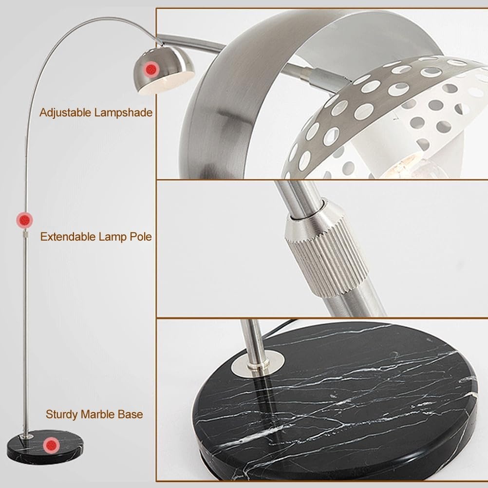 ACMHNC Booglamp Zilver LED E27 - Dimbaar met Afstandsbediening & 34% Korting