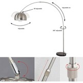 ACMHNC Booglamp Zilver LED E27 - Dimbaar met Afstandsbediening & 34% Korting