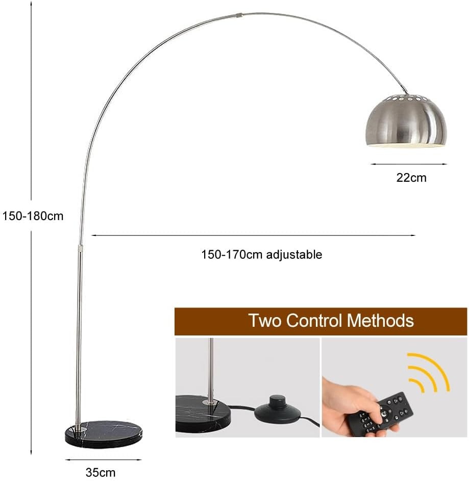 ACMHNC Booglamp Zilver LED E27 - Dimbaar met Afstandsbediening & 34% Korting