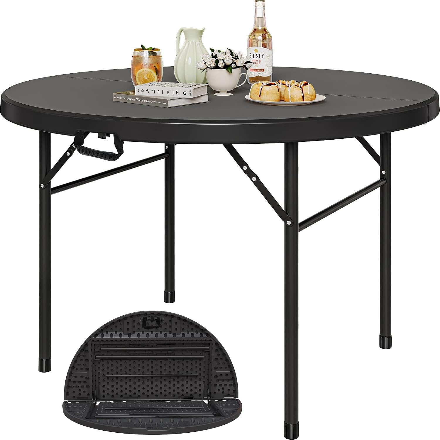 Klaptafel Rond 122 cm Zwart - 34% Korting
