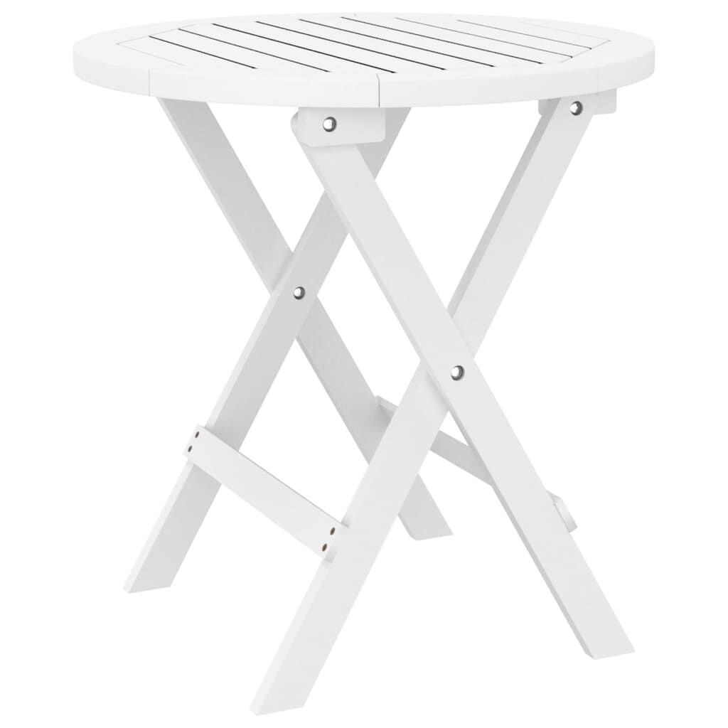 VidaXL Tuintafel Inklapbaar Acaciahout Ø 46 cm Wit - 52% Korting!