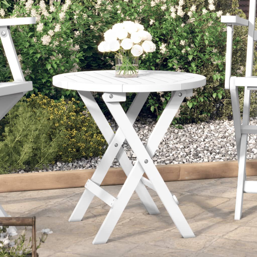 VidaXL Tuintafel Inklapbaar Acaciahout Ø 46 cm Wit - 52% Korting!
