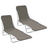 2x Inklapbaar Ligbed Staal & Stof Grijs - 34% Korting