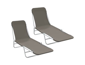 2x Inklapbaar Ligbed Staal & Stof Grijs - 34% Korting