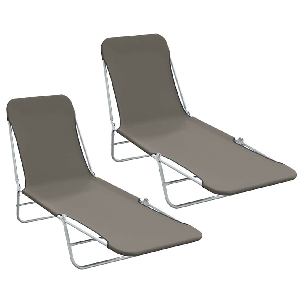 2x Inklapbaar Ligbed Staal & Stof Grijs - 34% Korting