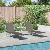 2x Inklapbaar Ligbed Staal & Stof Grijs - 34% Korting