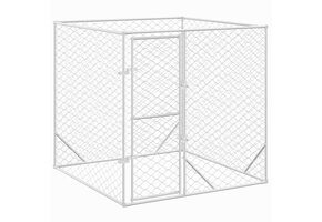 Hondenkennel Buiten 2x2x2m Gegalvaniseerd Staal Zilver - 41% Korting!