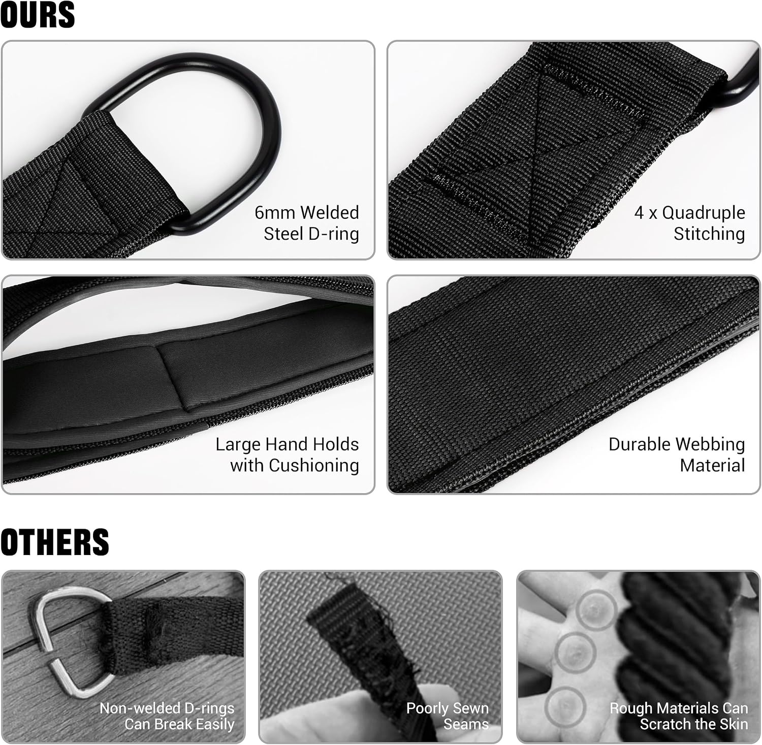 Vulken Tricep Rope Cable Attachment - Zwart - Twee lengtes: 56 cm en 73 cm