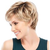 HAIRCUBE Charmante pruiken van echt haar voor vrouwen Kort blond haar met zwarte wortelpruiken
