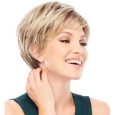 HAIRCUBE Charmante pruiken van echt haar voor vrouwen Kort blond haar met zwarte wortelpruiken
