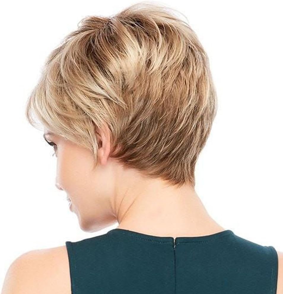 HAIRCUBE Charmante pruiken van echt haar voor vrouwen Kort blond haar met zwarte wortelpruiken