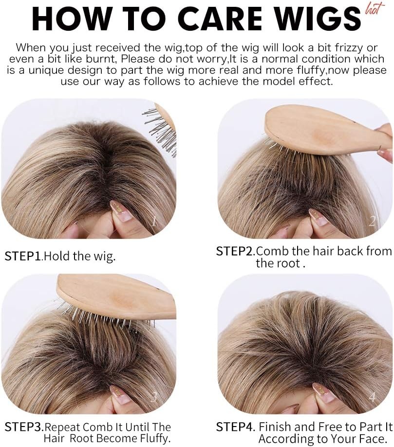 HAIRCUBE Charmante pruiken van echt haar voor vrouwen Kort blond haar met zwarte wortelpruiken