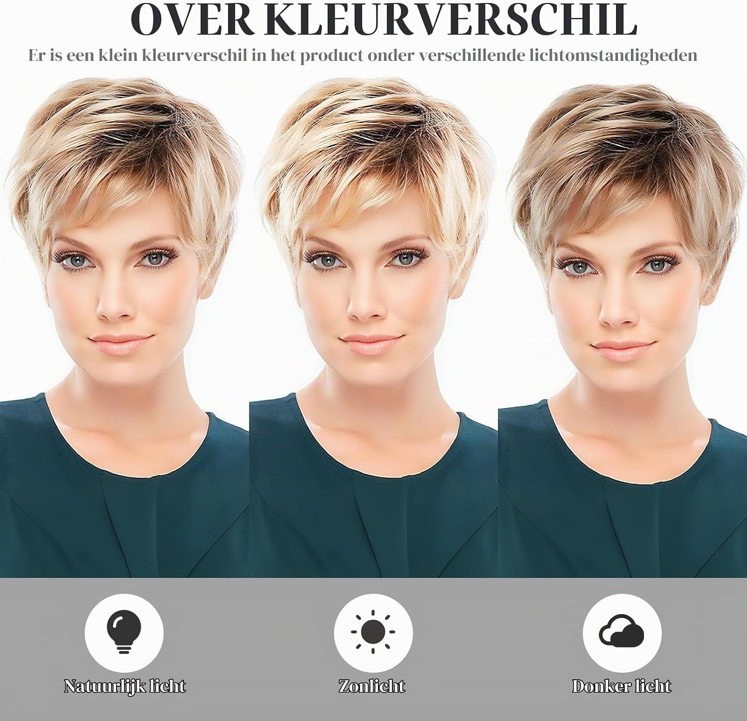 HAIRCUBE Charmante pruiken van echt haar voor vrouwen Kort blond haar met zwarte wortelpruiken
