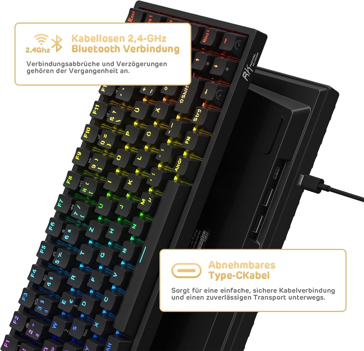 Mechanisch Gaming Toetsenbord QWERTZ 75% RGB - 57% Korting!