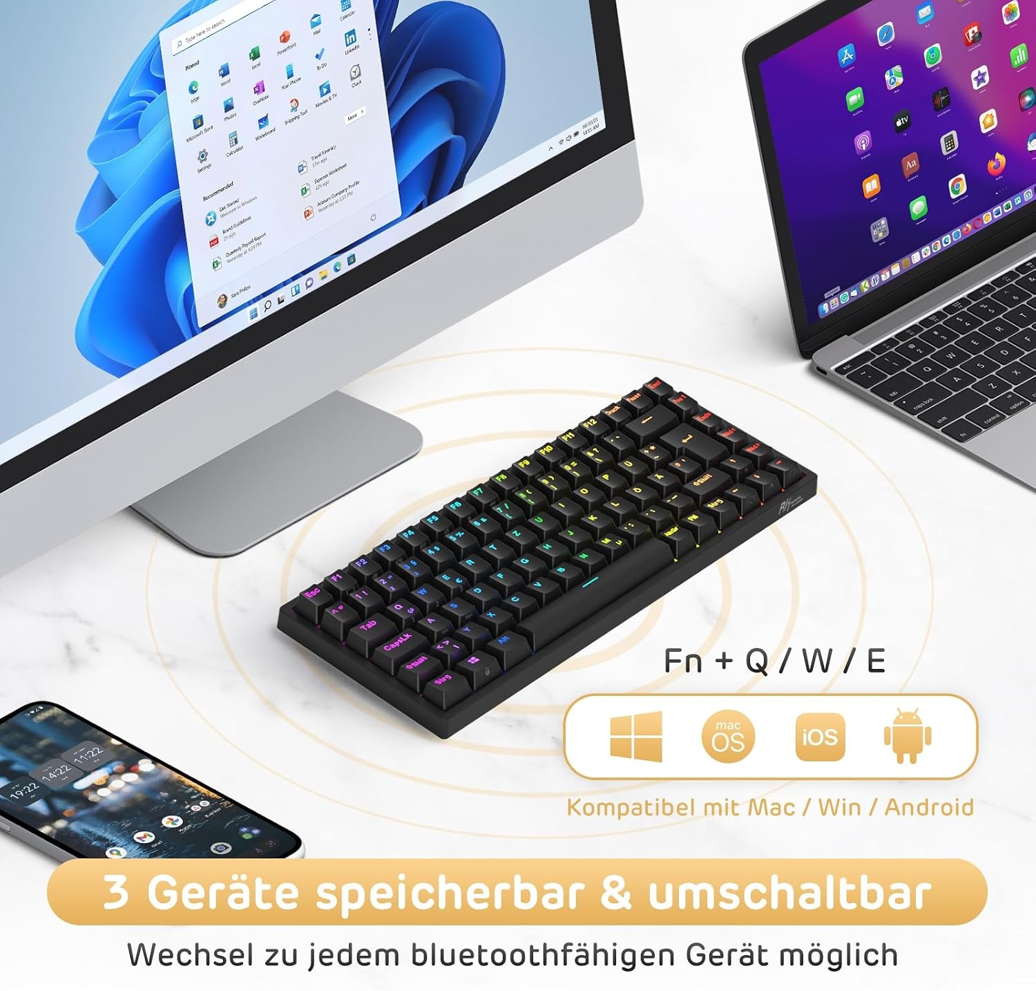 Mechanisch Gaming Toetsenbord QWERTZ 75% RGB - 57% Korting!