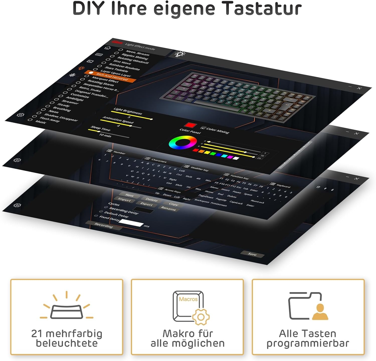 Mechanisch Gaming Toetsenbord QWERTZ 75% RGB - 57% Korting!