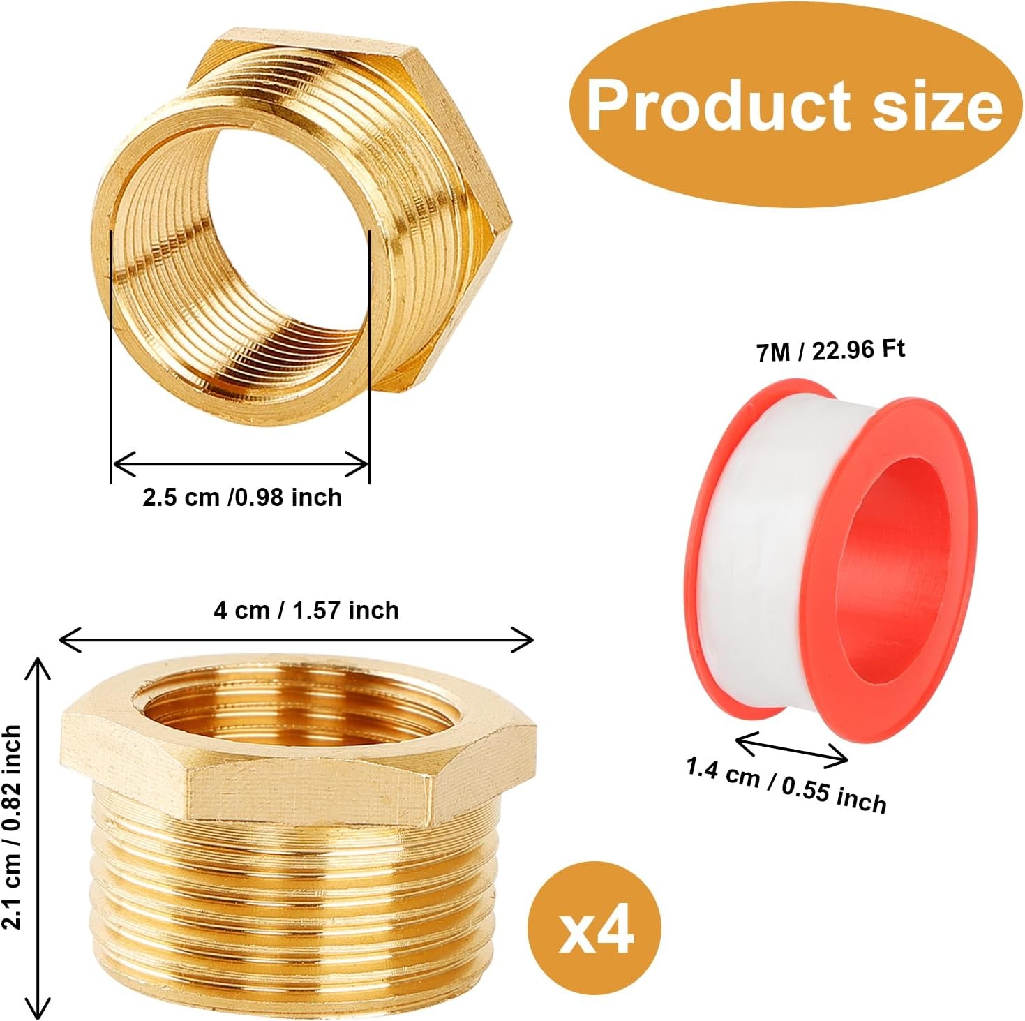 Verloopnippel 3/4" naar 1/2" Messing (4 stuks) - 62% Korting