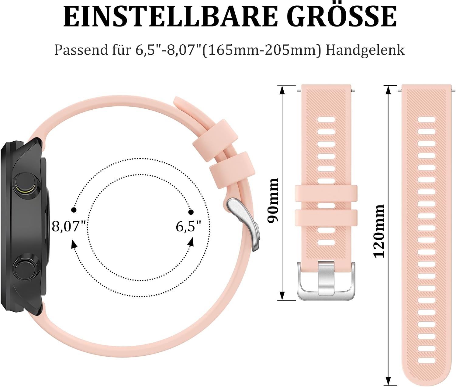 Unisex Siliconen Horlogeband 20mm Twill Roze - 45% Korting