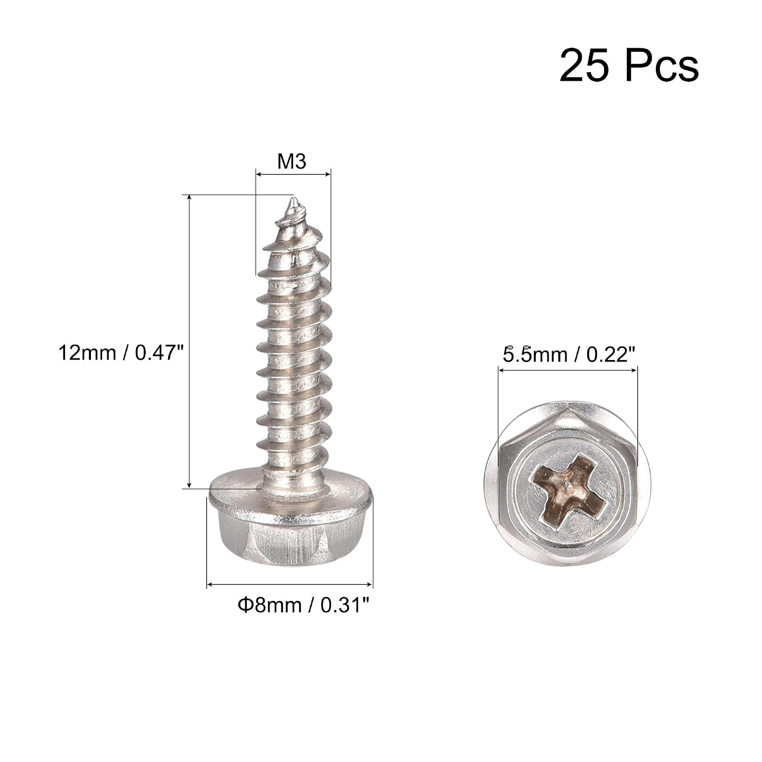 25x Zelftappende Schroeven M3x12mm RVS 304 - 47% Korting