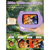 Digitale Kinder Microscoop - 1000x Vergroting, 2.4" IPS Scherm, Paars - 27% Korting