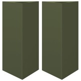 VidaXL Plantenbakken 2 st, Olijfgroen Staal, 40x34,5x70 cm (53% Korting)