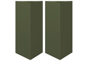 Plantenbakken Staal Olijfgroen 40x34,5x70 cm (2 stuks) - 57% Korting