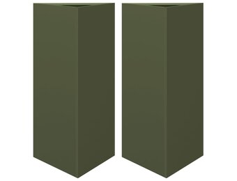 VidaXL Plantenbakken 2 st, Olijfgroen Staal, 40x34,5x70 cm (53% Korting)