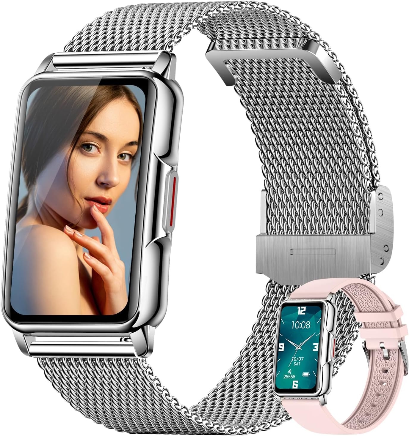 Smartwatch Dames Roze - 1,47 inch, Hartslag, SpO2, 124 Sporten - 29% Korting