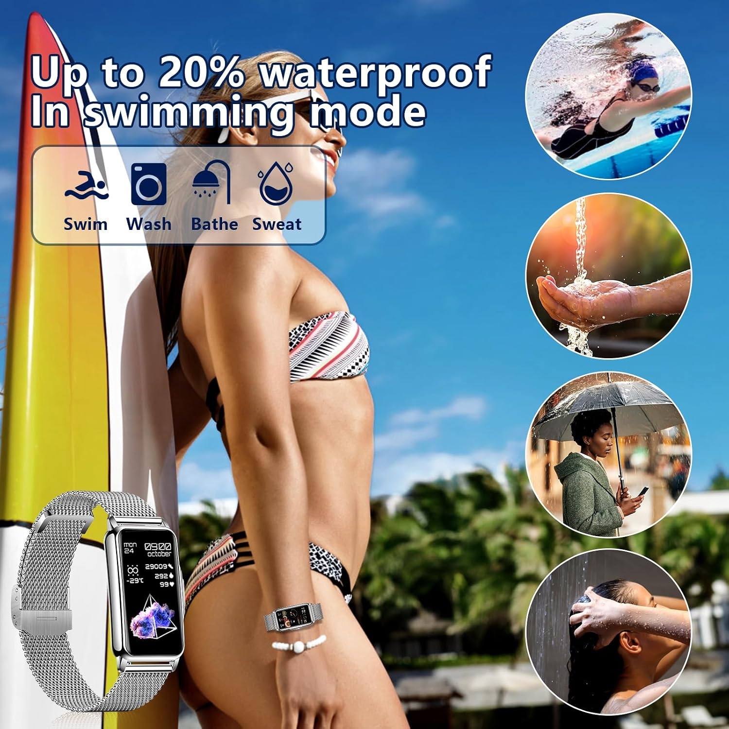 Smartwatch Dames Roze - 1,47 inch, Hartslag, SpO2, 124 Sporten - 29% Korting