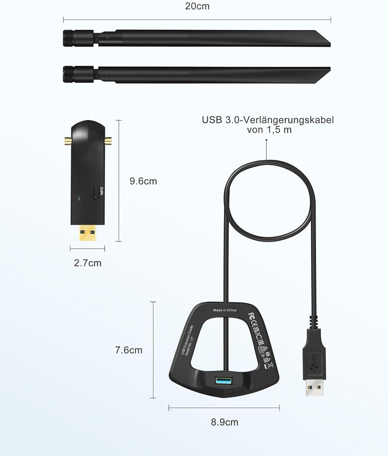 Snelle WiFi Adapter AC1200 met 2 Antennes & 28% Korting
