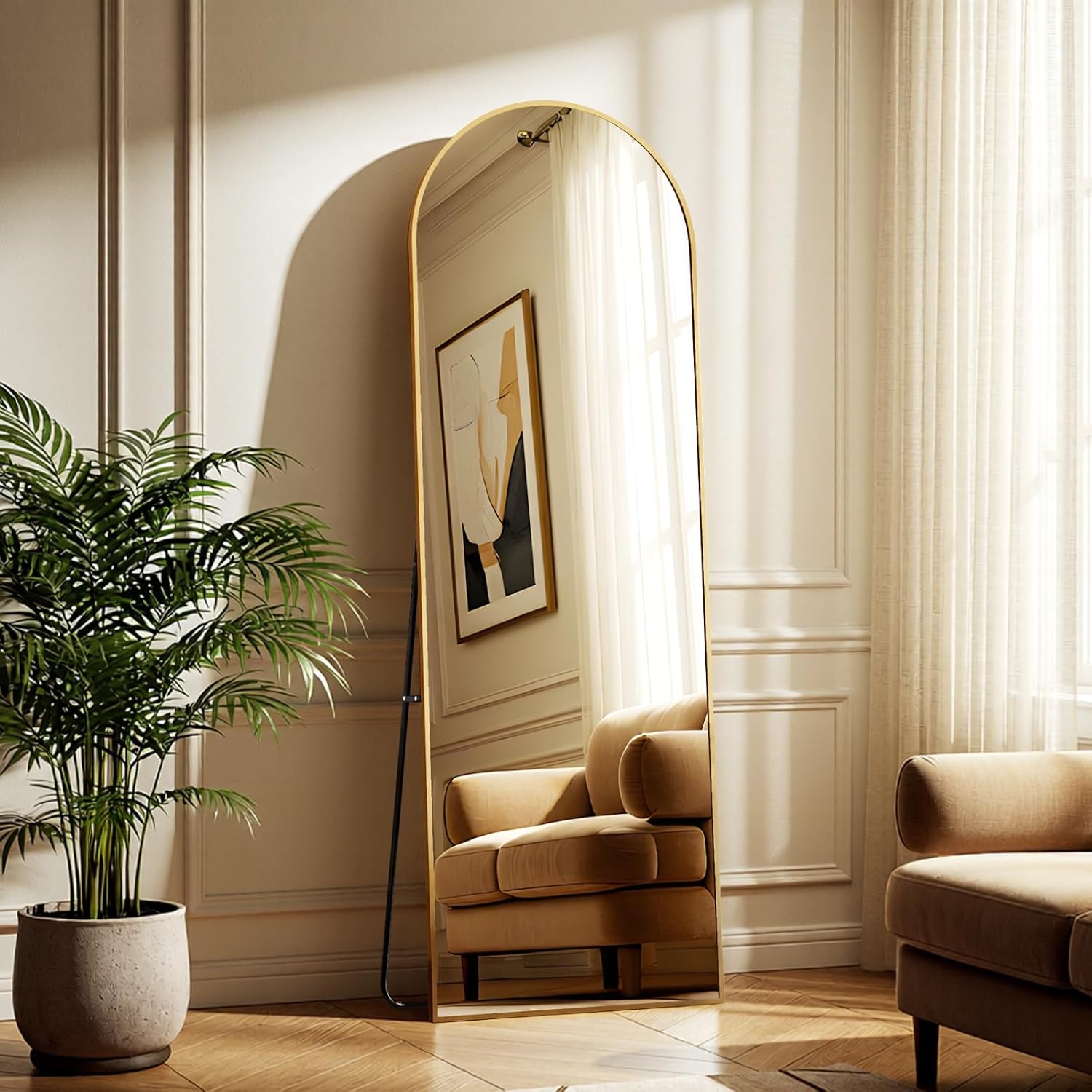 Gouden Boog Vloerspiegel 60x165 cm | 33% Korting | Staand of Wandmontage