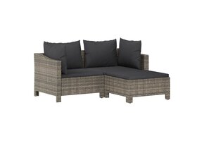 Loungeset met Kussens Poly Rattan Grijs - 41% Korting