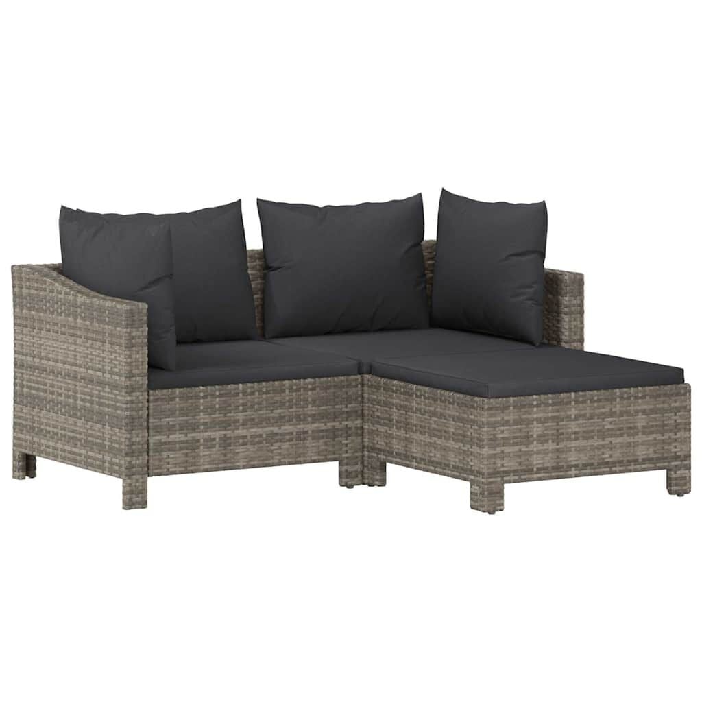 Loungeset met kussens, Poly Rotan, Grijs - 35% Korting!
