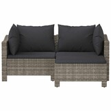 Loungeset met kussens, Poly Rotan, Grijs - 35% Korting!