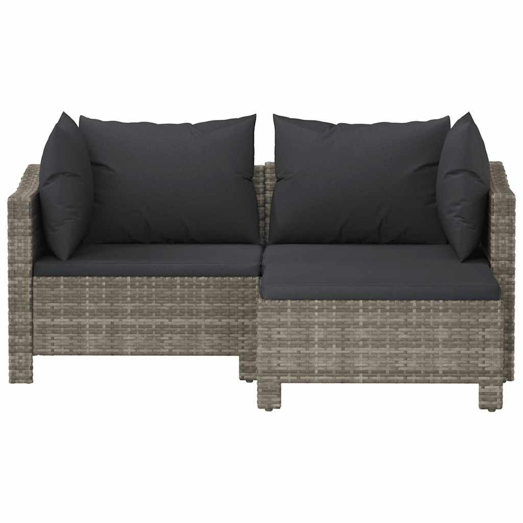 Loungeset met kussens, Poly Rotan, Grijs - 35% Korting!