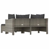 Loungeset met kussens, Poly Rotan, Grijs - 35% Korting!