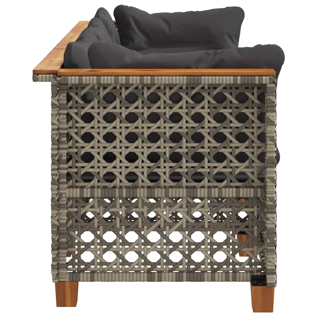 VidaXL Tuinbank 3-zits met Kussens - Poly Rattan Grijs (35% Korting!)