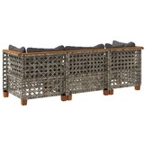 VidaXL Tuinbank 3-zits met Kussens - Poly Rattan Grijs (35% Korting!)