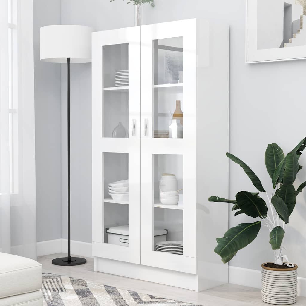 Vitrinekast Hoogglans Wit 82,5x30,5x150 cm - 55% Korting!