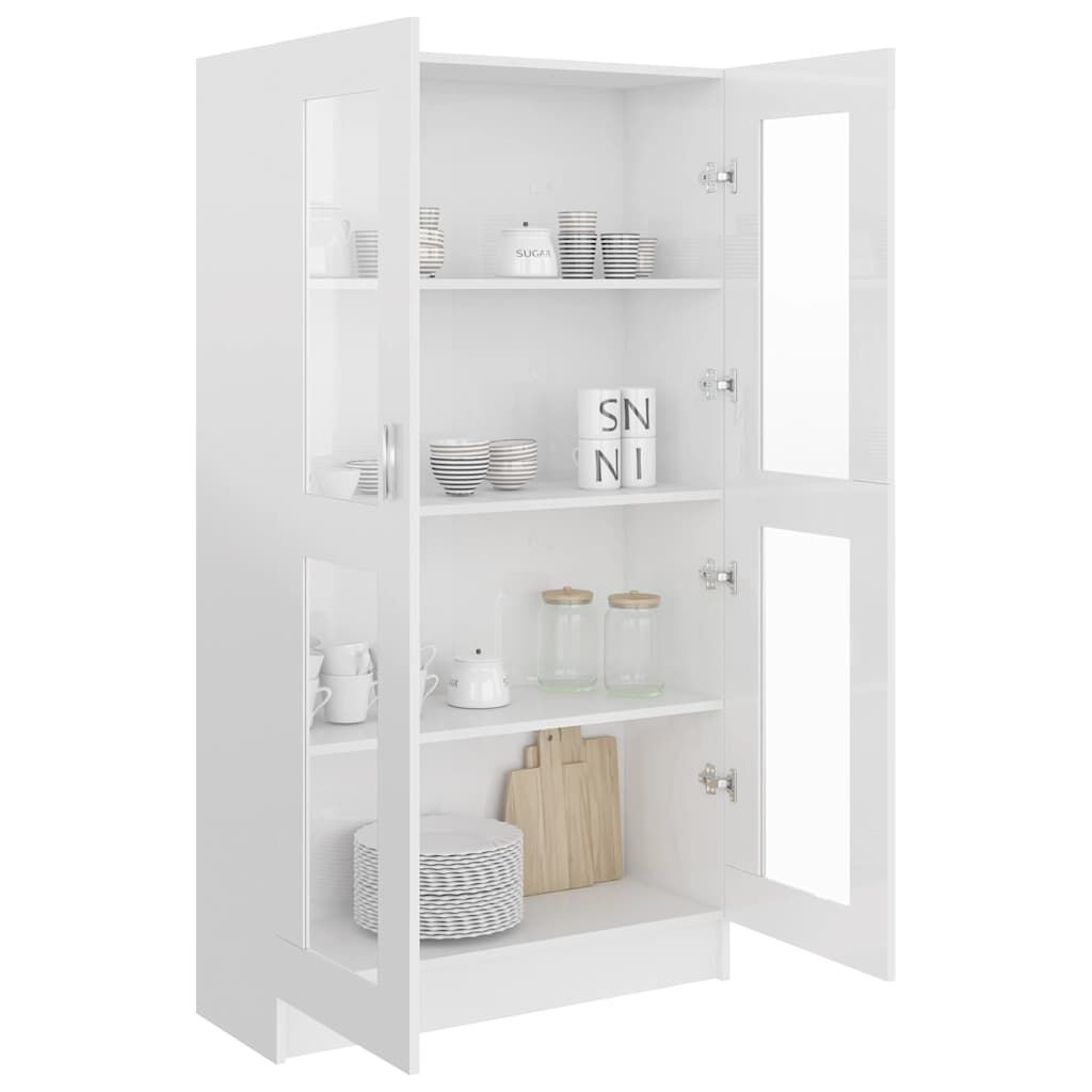 Vitrinekast Hoogglans Wit 82,5x30,5x150 cm - 55% Korting!