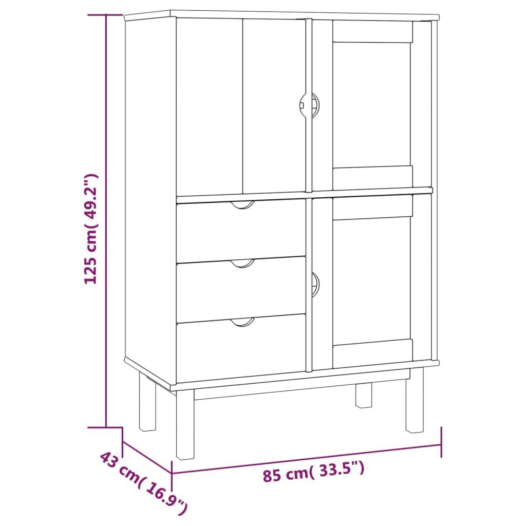 Hoge Kast OTTA - Grenenhout - 85x43x125 cm - 55% Korting