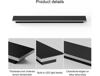 Moderne Zwarte LED Wandlamp 120cm - 3 Kleuren, 34% Korting