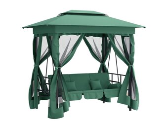 Tuinpaviljoen met Schommelbank - Groen - 35% Korting