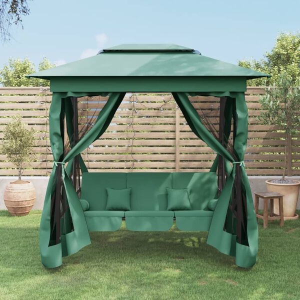 Tuinpaviljoen met Schommelbank - Groen - 35% Korting