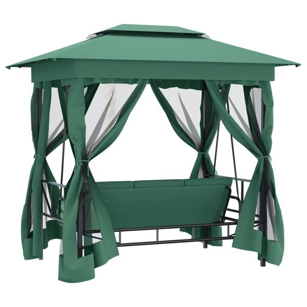 Tuinpaviljoen met Schommelbank - Groen - 35% Korting