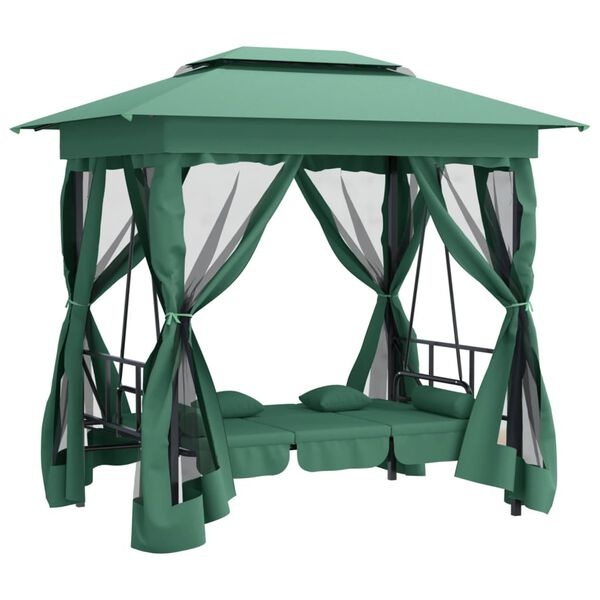 Tuinpaviljoen met Schommelbank - Groen - 35% Korting