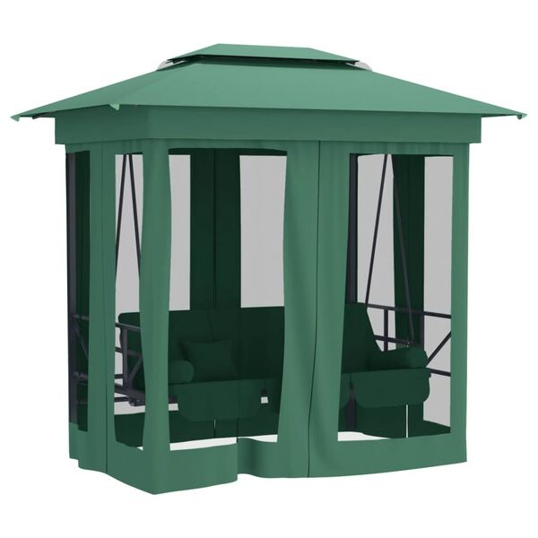 Tuinpaviljoen met Schommelbank - Groen - 35% Korting