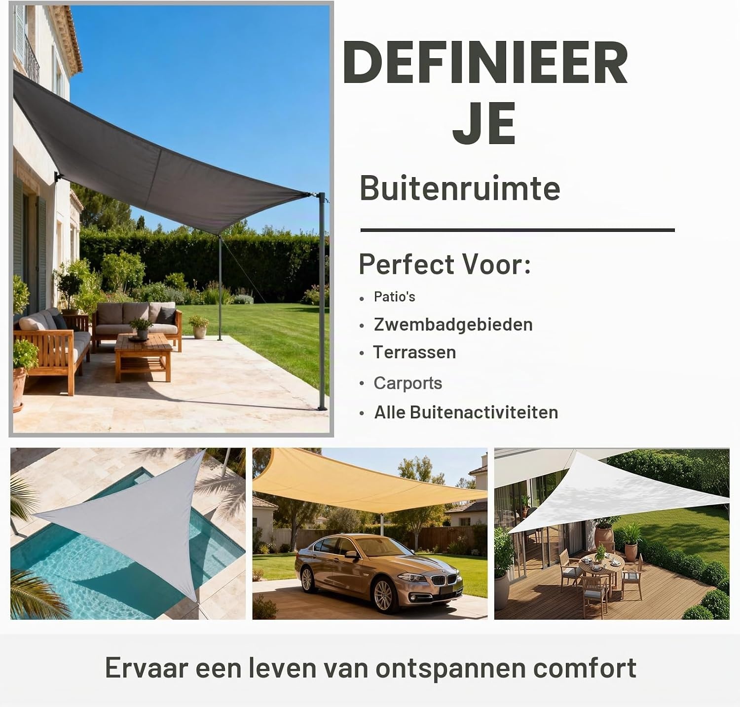 Driehoekig Schaduwzeil Beige 3x3m - 32% Korting