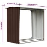 Gegalvaniseerd Stalen Haardhoutschuur 172x91x154 cm Bruin - 34% Korting
